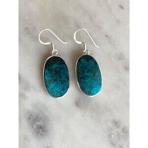 NEW Tibetan Turquoise Tear Drop Silver Dangle Earrings